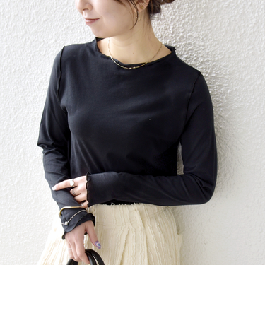 《予約》SHIPS any:〈手洗い可能〉シアー コットン ボトルネック ニュアンス ロンTEE