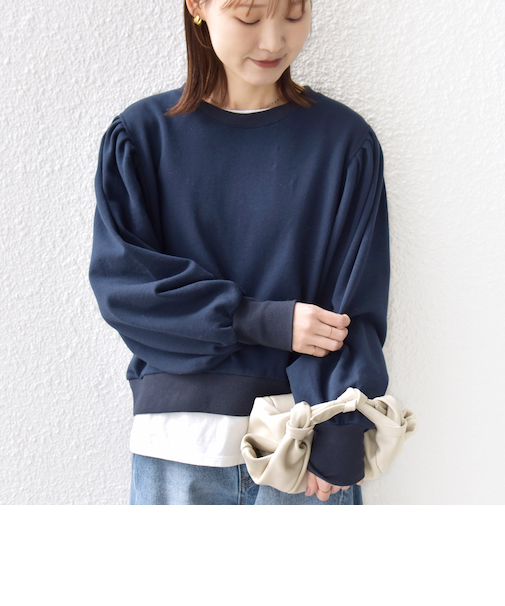 《予約》【WEB限定】〈手洗い可能〉ショルダー タック パフ スリーブ ミニ 裏毛 プルオーバー