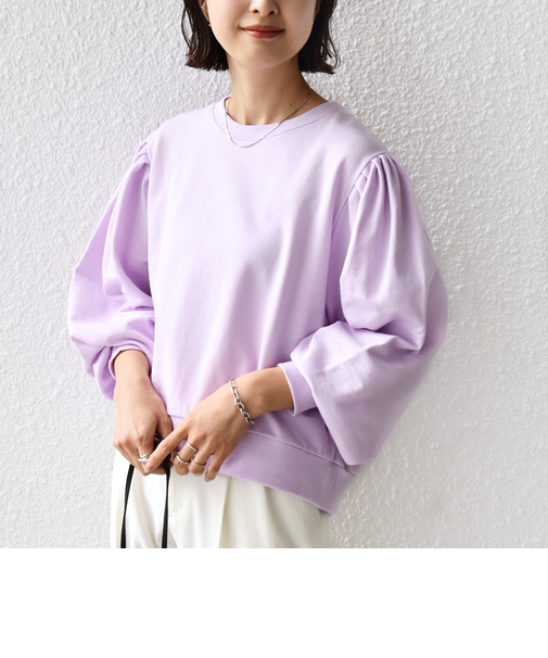 《予約》【WEB限定】〈手洗い可能〉ショルダー タック パフ スリーブ ミニ 裏毛 プルオーバー