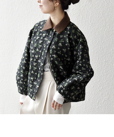 《予約》SHIPS any:〈手洗い可能〉フラワー ジャカード ジップ ブルゾン