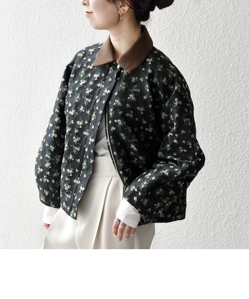 《予約》SHIPS any:〈手洗い可能〉フラワー ジャカード ジップ ブルゾン