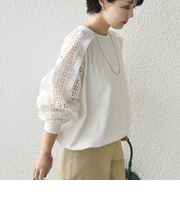 《予約》【WEB限定】〈手洗い可能〉レース コンビ カットソー