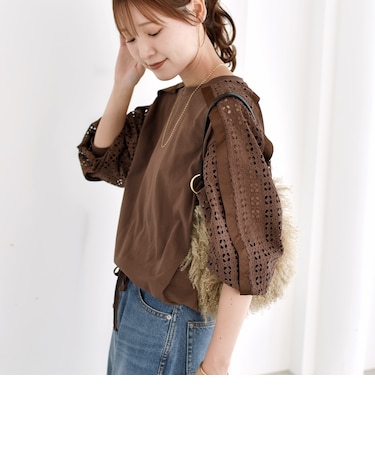 《追加予約》【WEB限定】〈手洗い可能〉レース コンビ カットソー