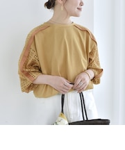 《追加予約》【WEB限定】〈手洗い可能〉レース コンビ カットソー