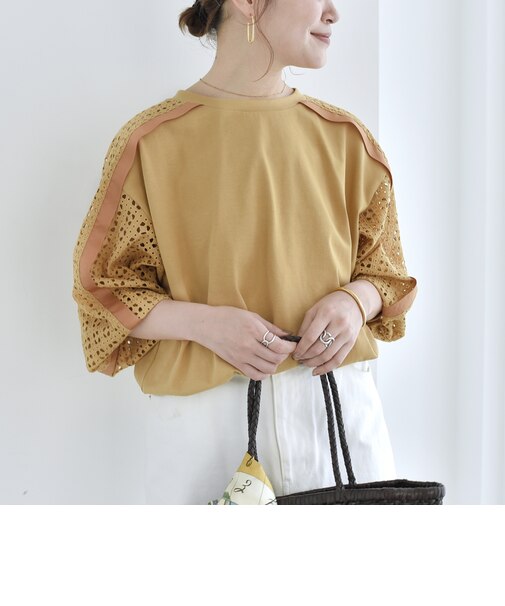 《追加予約》【WEB限定】〈手洗い可能〉レース コンビ カットソー