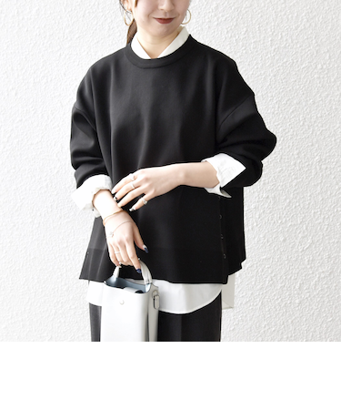 《予約》SHIPS any:〈手洗い可能〉サイドスリット クルーネック ルーズ プルオーバー