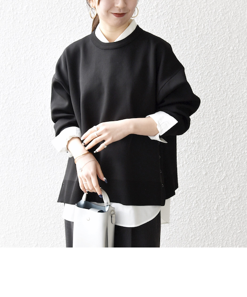 《予約》SHIPS any:〈手洗い可能〉サイドスリット クルーネック ルーズ プルオーバー
