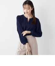 《予約》SHIPS Colors:〈手洗い可能〉2WAY ノーカラー ブラウス◆