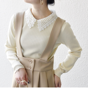 《予約》SHIPS any:〈手洗い可能〉2WAY レース カラー リブ ニット プルオーバー
