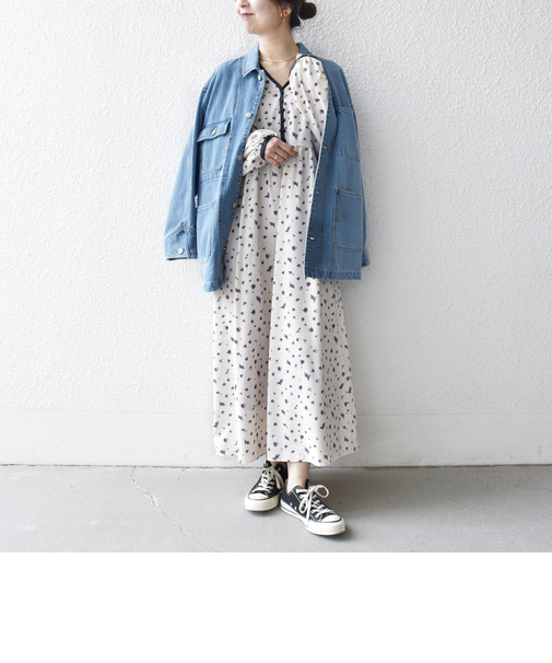 《予約》SHIPS any:〈洗濯機可能〉フラワー プリント ウエストギャザー Vネック ワンピース