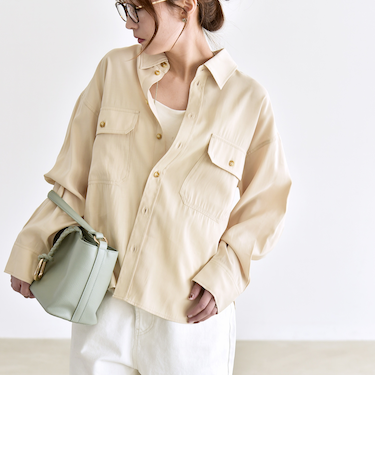 《予約》quaranciel:〈洗濯機可能〉フィブリル ルーズ ポケット シャツ