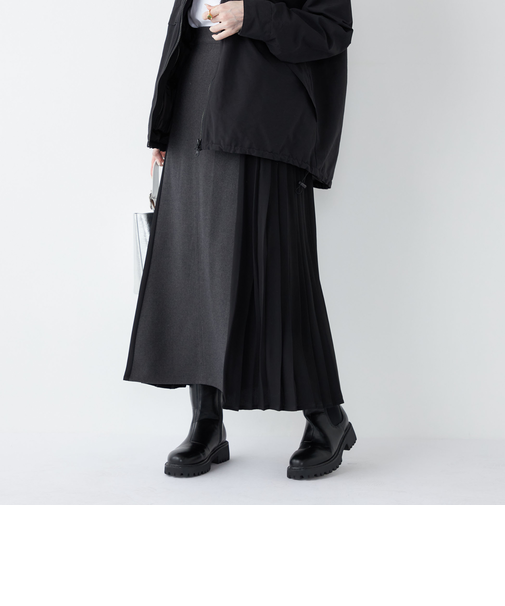 SHIPS Colors:〈手洗い可能〉プリーツ コンビ スカート