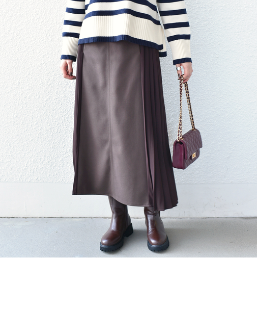 SHIPS Colors:〈手洗い可能〉プリーツ コンビ スカート