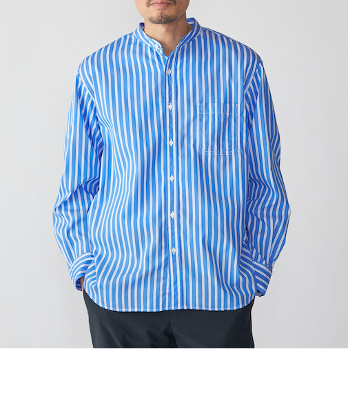 SHIPS: バンドカラー ブロード シャツ ロングスリーブ