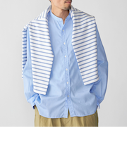 SHIPS: バンドカラー ブロード シャツ ロングスリーブ