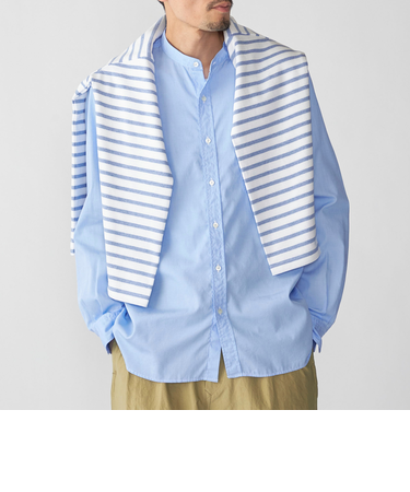 SHIPS: バンドカラー ブロード シャツ ロングスリーブ