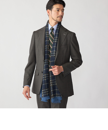 SHIPS: イタリア製 ライト ウェイト オーバー チェック ストール