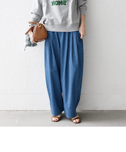 《予約》SHIPS any:〈洗濯機可能〉ライト デニム バレル タック パンツ