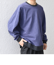 【SHIPS any別注】ONEITA: ケミカルウォッシュ リラックス リンガー Tシャツ(ロンT)◆