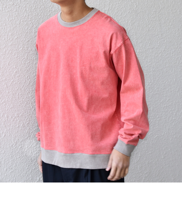 【SHIPS any別注】ONEITA: ケミカルウォッシュ リラックス リンガー Tシャツ(ロンT)◇