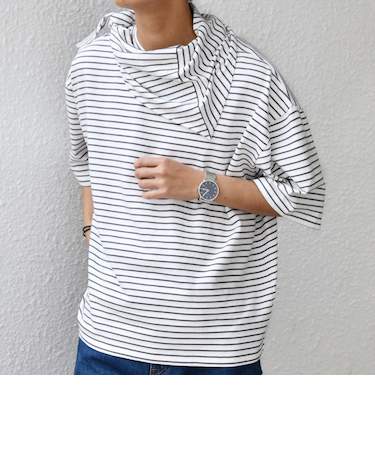 SHIPS any:〈洗濯機可能〉マリンテイスト ボーダー リラックス Tシャツ(スカーフ付き)◆