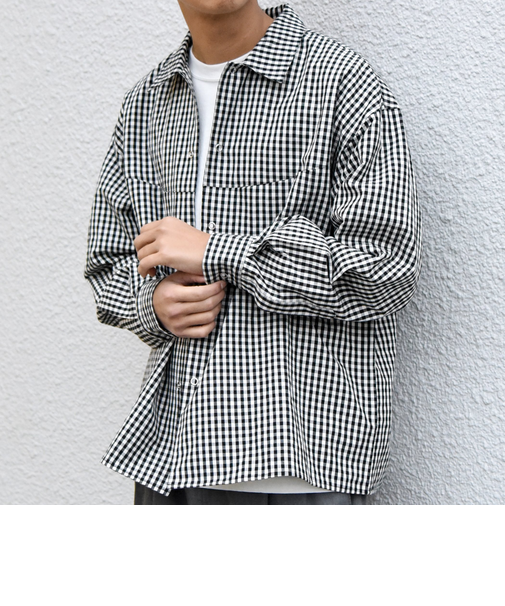 SHIPS any:〈洗濯機可能〉マイクロ チェック リング スナップボタン コーチ シャツ◆
