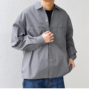 SHIPS any:〈洗濯機可能〉マイクロ チェック リング スナップボタン コーチ シャツ◆