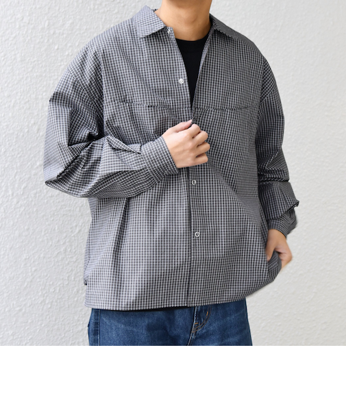 SHIPS any:〈洗濯機可能〉マイクロ チェック リング スナップボタン コーチ シャツ◆