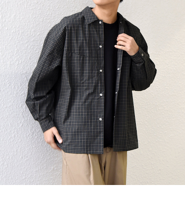 SHIPS any:〈洗濯機可能〉マイクロ チェック リング スナップボタン コーチ シャツ◆