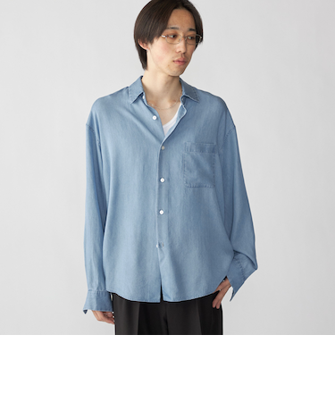 City Ambient Products: レギュラー ドレープ デニム ロング スリーブ シャツ