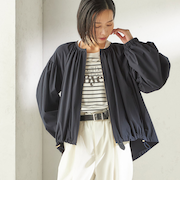 《予約》〈 接触冷感 / 撥水加工〉TEXBRID(R) タフタ ギャザー 羽織 ブルゾン