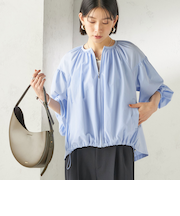 《予約》〈 接触冷感 / 撥水加工〉TEXBRID(R) タフタ ギャザー 羽織 ブルゾン