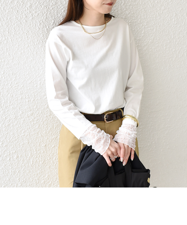 《予約》SHIPS Colors:〈手洗い可能〉レース 切替スリーブ カットソー◆