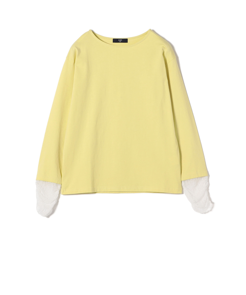 《予約》SHIPS Colors:〈手洗い可能〉レース 切替スリーブ カットソー◆