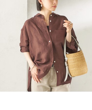 《一部追加予約》〈手洗い可能〉IMPERIAL LINEN 混 オーバー サイズ シャツ