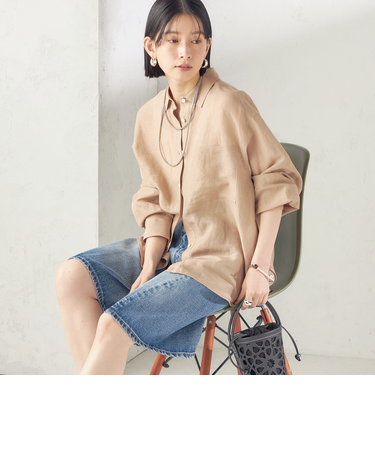 《予約》〈手洗い可能〉IMPERIAL LINEN 混 オーバー サイズ シャツ