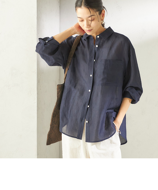 《予約》〈手洗い可能〉IMPERIAL LINEN 混 オーバー サイズ シャツ