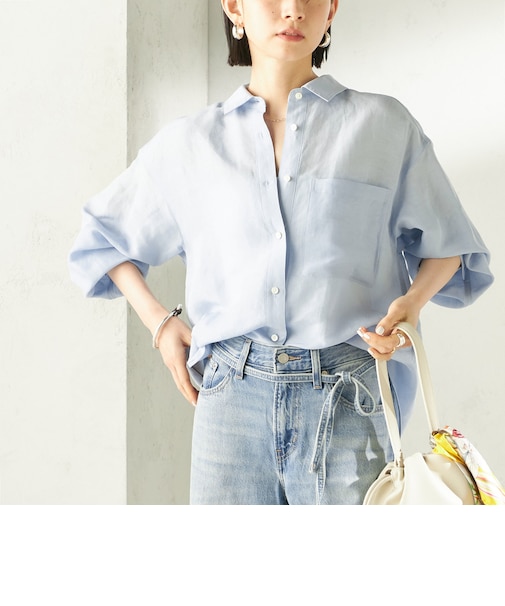《一部追加予約》〈手洗い可能〉IMPERIAL LINEN 混 オーバー サイズ シャツ