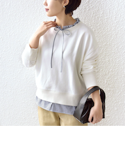 《予約》【WEB限定】〈手洗い可能〉ブラウス コンビ スウェット プルオーバー