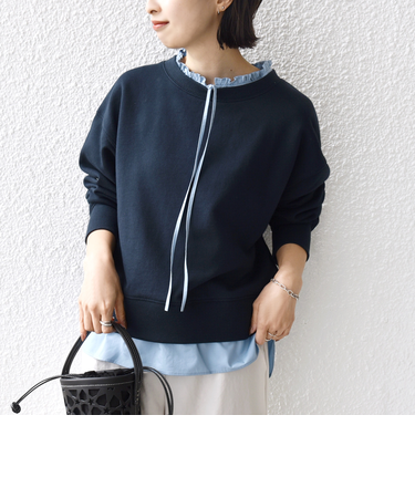 《予約》【WEB限定】〈手洗い可能〉ブラウス コンビ スウェット プルオーバー