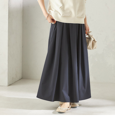 《予約》〈 接触冷感 / 撥水加工〉TEXBRID(R) タフタ ギャザー スカート