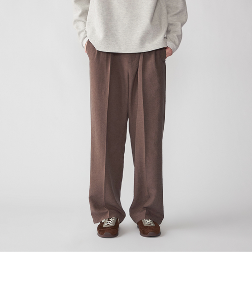 古着 ブラウン スラックス ポリスラックス ドレープシルエット ワイドパンツ セール】TRストレッチスーツ地 ストレート 1タック センタープレス