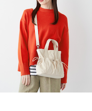 《予約》SHIPS Colors:ナイロン ギャザー ミニ トートバッグ◆