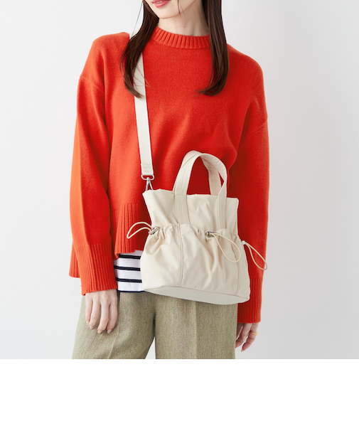 《予約》SHIPS Colors:ナイロン ギャザー ミニ トートバッグ◆