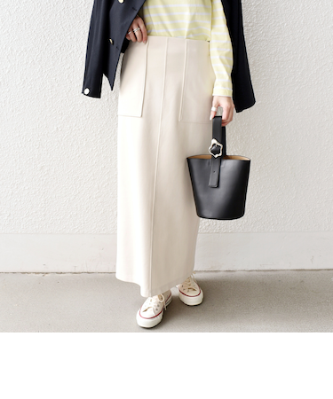 《予約》SHIPS Colors:〈手洗い可能〉リブ ダンボール タイト スカート◆