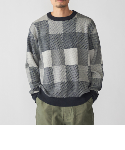 SHIPS: 〈洗濯機可能〉チェック コットンカシミヤ クルーネック