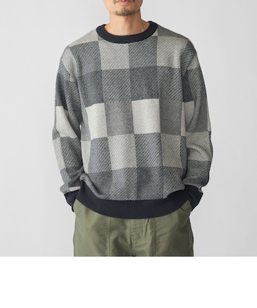 SHIPS: 〈洗濯機可能〉チェック コットンカシミヤ クルーネック