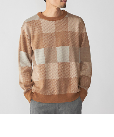 SHIPS: 〈洗濯機可能〉チェック コットンカシミヤ クルーネック