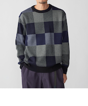 SHIPS: 〈洗濯機可能〉チェック コットンカシミヤ クルーネック