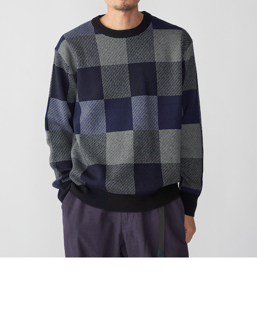 SHIPS: 〈洗濯機可能〉チェック コットンカシミヤ クルーネック